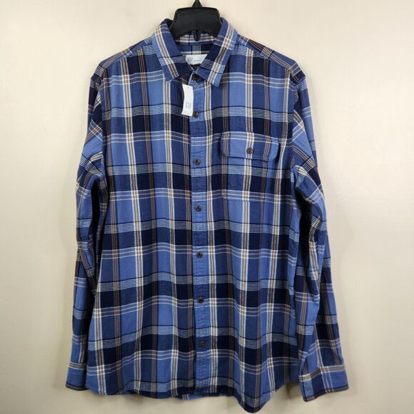 NEW Gap Standard Fit Long Sleeve Plaid Single Pocket Button Down Shirt Large - Picture 1 of 7